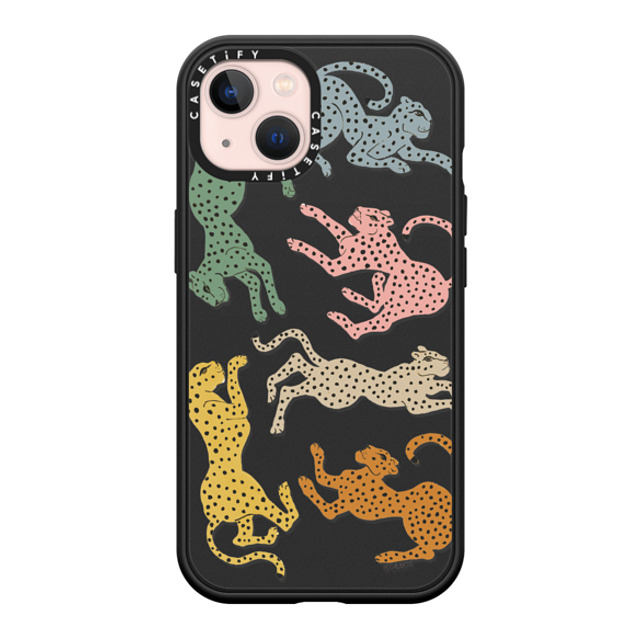 designlovefest x CASETiFY iPhone 13 ケース マットブラック インパクトケース MagSafe対応 Rainbow Cheetah