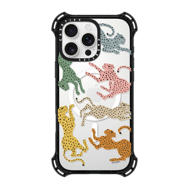 designlovefest x CASETiFY iPhone 16 Pro Max ケース ブラック バウンスケース Rainbow Cheetah