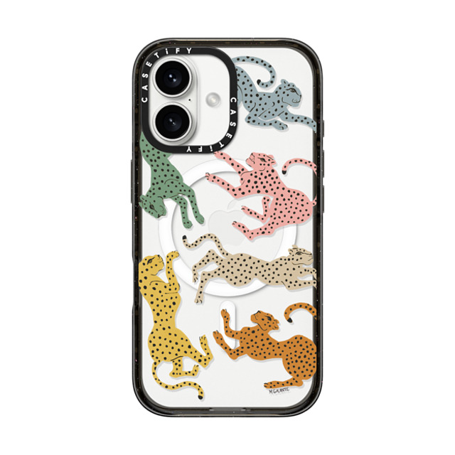 designlovefest x CASETiFY iPhone 16 ケース ブラック インパクトケース MagSafe対応 Rainbow Cheetah