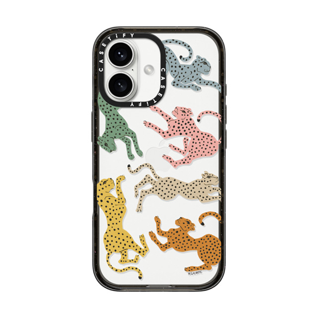 designlovefest x CASETiFY iPhone 16 ケース ブラック インパクトケース Rainbow Cheetah