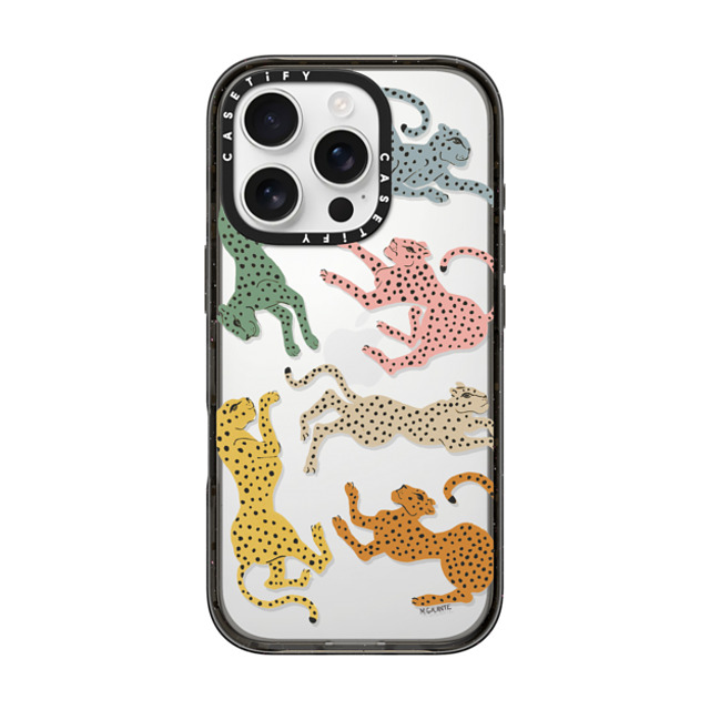 designlovefest x CASETiFY iPhone 16 Pro ケース ブラック インパクトケース Rainbow Cheetah