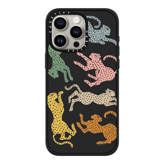 designlovefest x CASETiFY iPhone 15 Pro Max ケース マットブラック インパクトケース MagSafe対応 Rainbow Cheetah