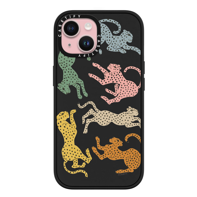 designlovefest x CASETiFY iPhone 15 ケース マットブラック インパクトケース MagSafe対応 Rainbow Cheetah