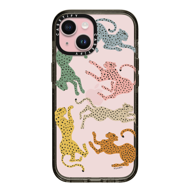 designlovefest x CASETiFY iPhone 15 ケース ブラック インパクトケース Rainbow Cheetah