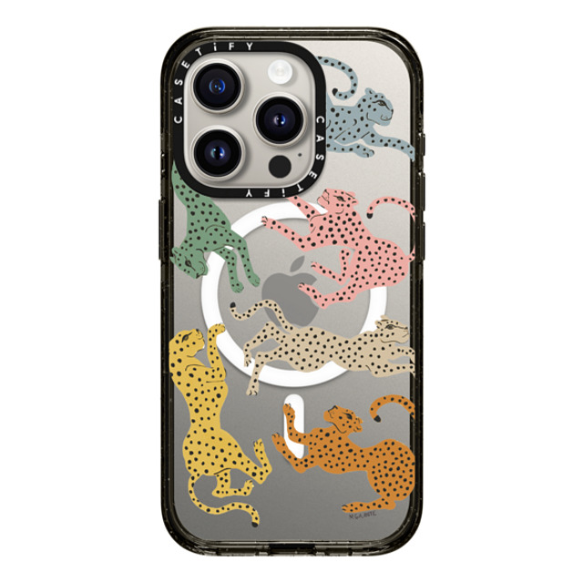 designlovefest x CASETiFY iPhone 15 Pro ケース ブラック インパクトケース MagSafe対応 Rainbow Cheetah