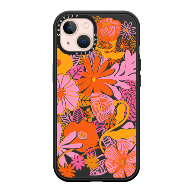 designlovefest x CASETiFY iPhone 13 ケース マットブラック インパクトケース MagSafe対応 Groovy Floral