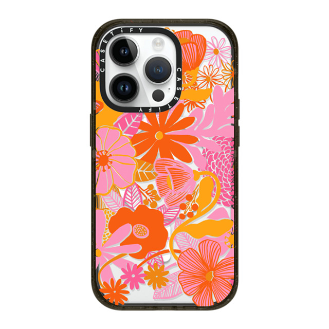 designlovefest x CASETiFY iPhone 14 Pro ケース ブラック インパクトケース MagSafe対応 Groovy Floral