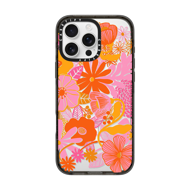 designlovefest x CASETiFY iPhone 16 Pro Max ケース ブラック インパクトケース MagSafe対応 Groovy Floral