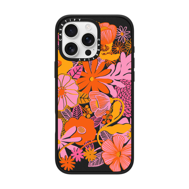 designlovefest x CASETiFY iPhone 16 Pro Max ケース マットブラック インパクトケース MagSafe対応 Groovy Floral