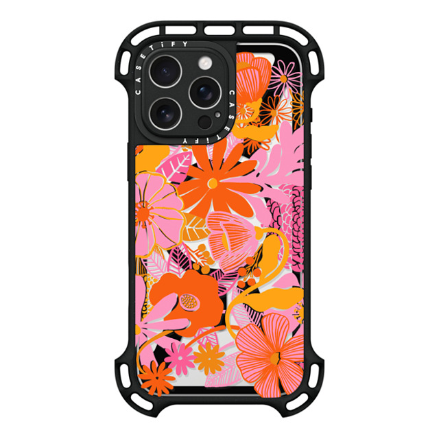 designlovefest x CASETiFY iPhone 16 Pro Max ケース ブラック ウルトラ バウンスケース MagSafe対応 Groovy Floral