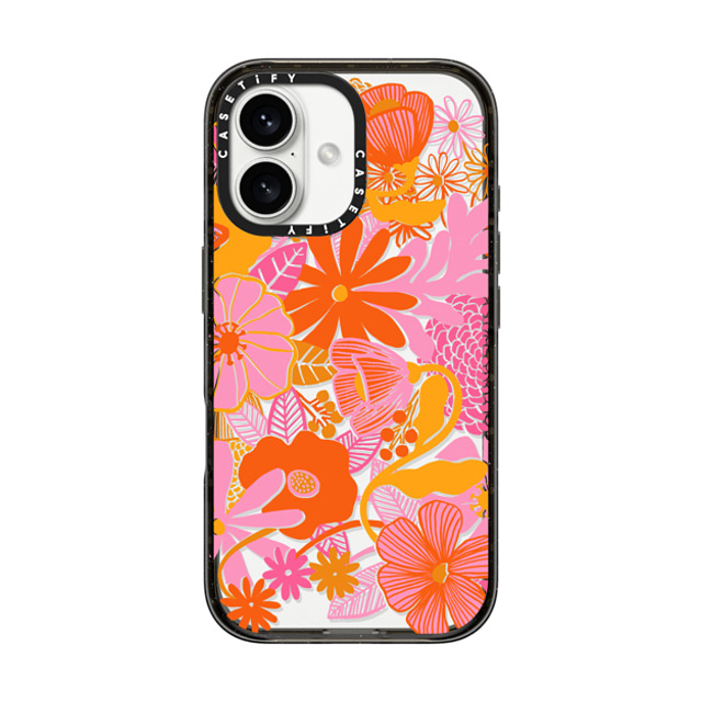 designlovefest x CASETiFY iPhone 16 ケース ブラック インパクトケース Groovy Floral