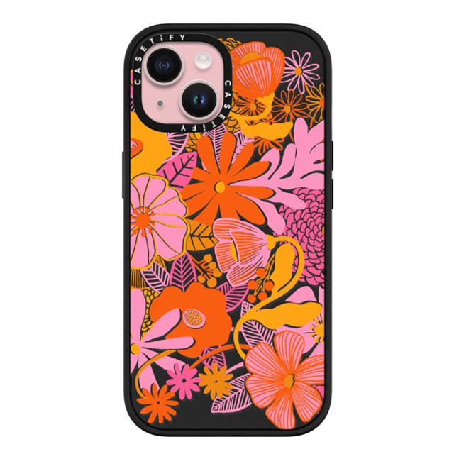 designlovefest x CASETiFY iPhone 15 ケース マットブラック インパクトケース MagSafe対応 Groovy Floral