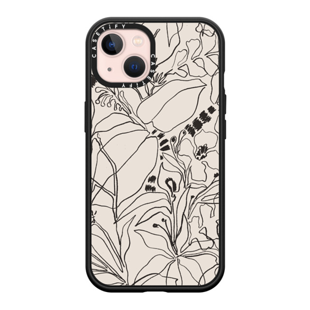 designlovefest x CASETiFY iPhone 13 ケース マットブラック インパクトケース MagSafe対応 Charcoal Tropics - Creme