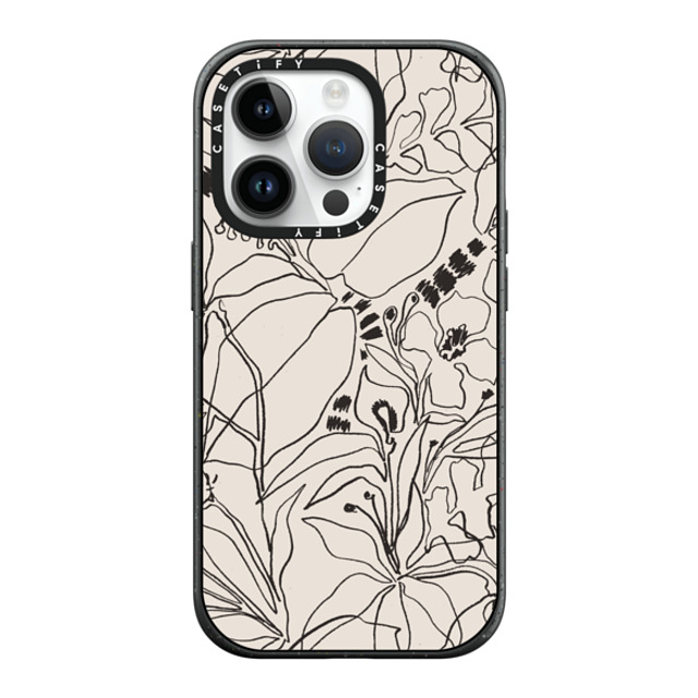 designlovefest x CASETiFY iPhone 14 Pro ケース マットブラック インパクトケース MagSafe対応 Charcoal Tropics - Creme