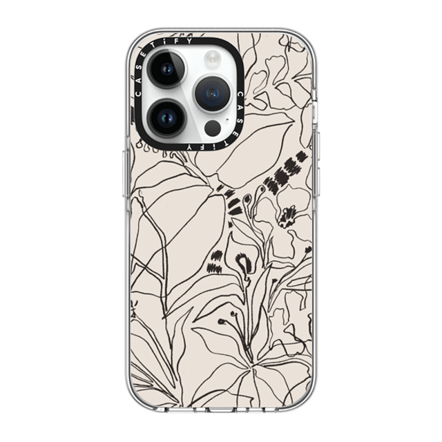 designlovefest x CASETiFY iPhone 14 Pro ケース クリア クリア ケース MagSafe対応 Charcoal Tropics - Creme