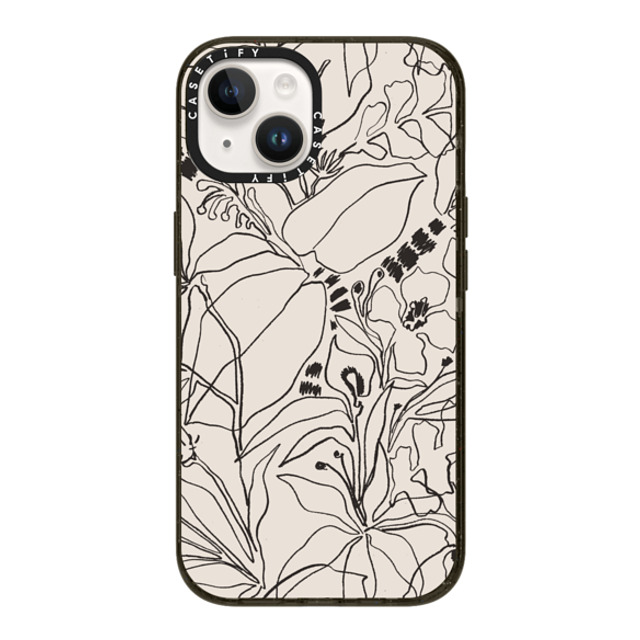 designlovefest x CASETiFY iPhone 14 ケース ブラック インパクトケース Charcoal Tropics - Creme