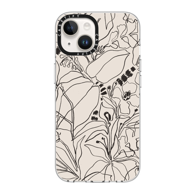 designlovefest x CASETiFY iPhone 14 ケース クリア クリア ケース MagSafe対応 Charcoal Tropics - Creme