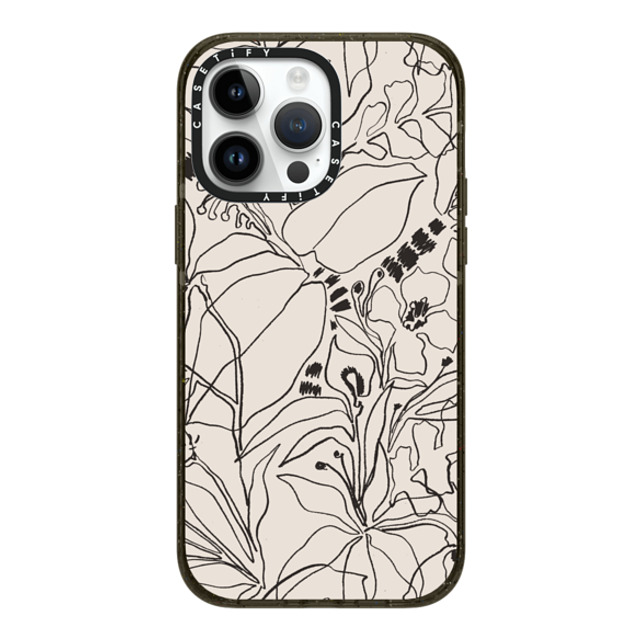 designlovefest x CASETiFY iPhone 14 Pro Max ケース ブラック インパクトケース MagSafe対応 Charcoal Tropics - Creme