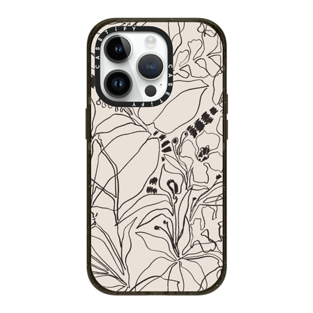 designlovefest x CASETiFY iPhone 14 Pro ケース ブラック インパクトケース MagSafe対応 Charcoal Tropics - Creme