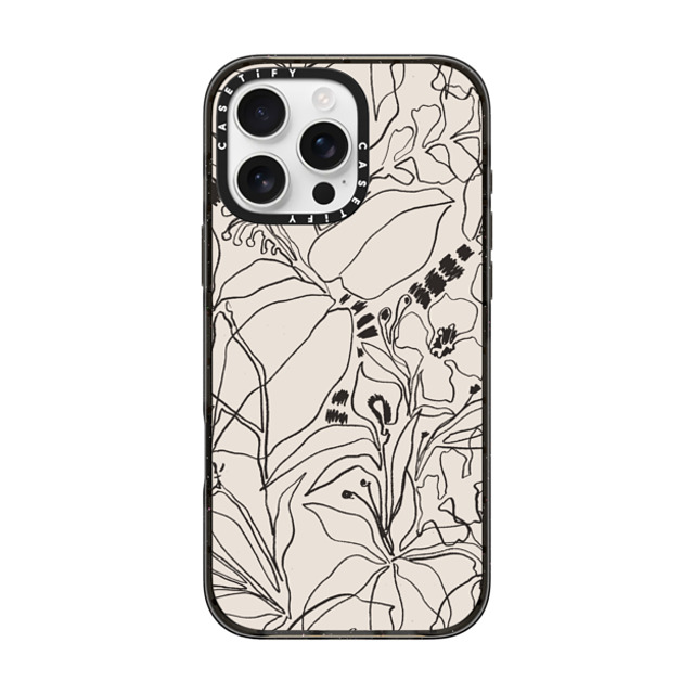 designlovefest x CASETiFY iPhone 16 Pro Max ケース ブラック インパクトケース MagSafe対応 Charcoal Tropics - Creme