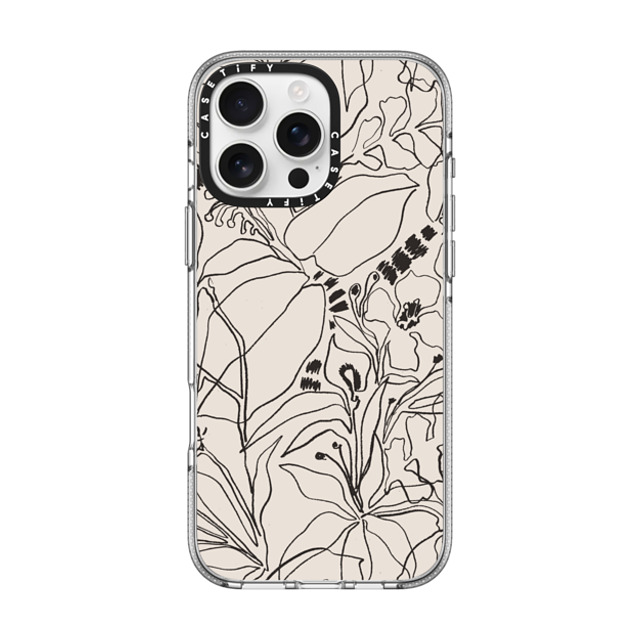 designlovefest x CASETiFY iPhone 16 Pro Max ケース クリア クリア ケース MagSafe対応 Charcoal Tropics - Creme