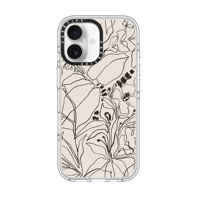 designlovefest x CASETiFY iPhone 17 �P�[�X Floral,Line Art �N���A �C���p�N�g �N���A�P�[�X MagSafe�Ή� Charcoal Tropics - Creme