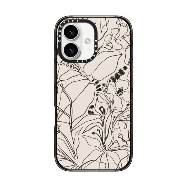 designlovefest x CASETiFY iPhone 16 ケース ブラック インパクトケース MagSafe対応 Charcoal Tropics - Creme