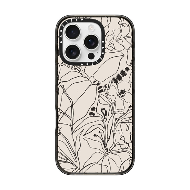 designlovefest x CASETiFY iPhone 16 Pro ケース ブラック インパクトケース MagSafe対応 Charcoal Tropics - Creme