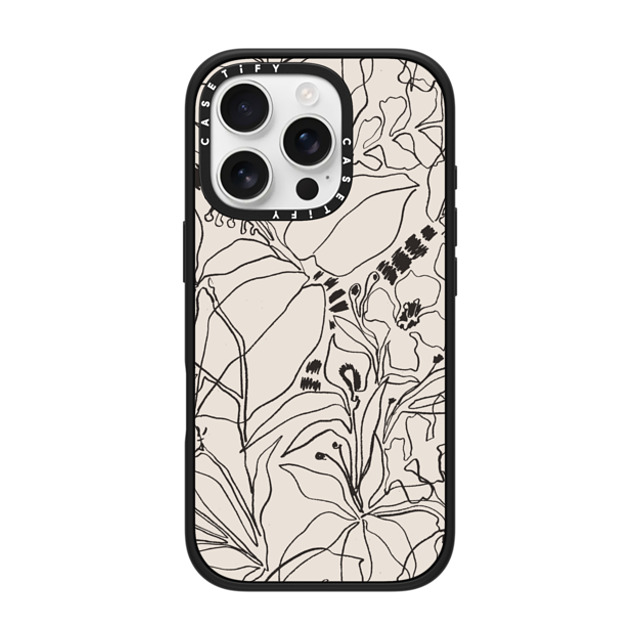 designlovefest x CASETiFY iPhone 16 Pro ケース マットブラック インパクトケース MagSafe対応 Charcoal Tropics - Creme