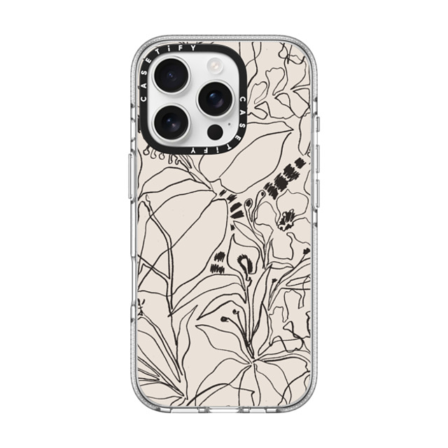 designlovefest x CASETiFY iPhone 16 Pro ケース クリア クリア ケース MagSafe対応 Charcoal Tropics - Creme