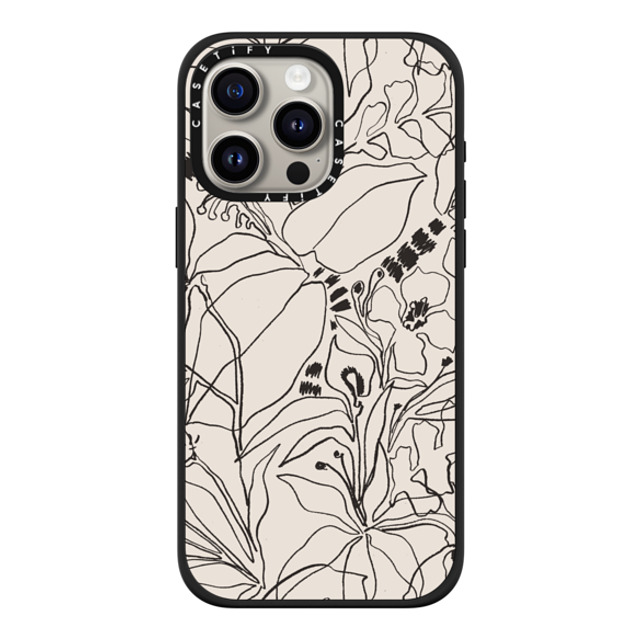 designlovefest x CASETiFY iPhone 15 Pro Max ケース マットブラック インパクトケース MagSafe対応 Charcoal Tropics - Creme