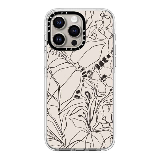 designlovefest x CASETiFY iPhone 15 Pro Max ケース クリア クリア ケース MagSafe対応 Charcoal Tropics - Creme