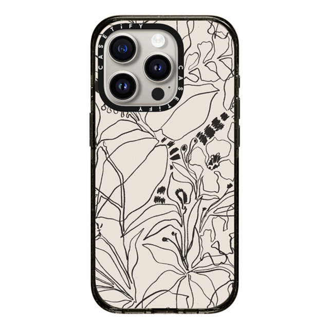 designlovefest x CASETiFY iPhone 15 Pro ケース ブラック インパクトケース Charcoal Tropics - Creme