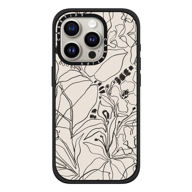 designlovefest x CASETiFY iPhone 15 Pro ケース マットブラック インパクトケース MagSafe対応 Charcoal Tropics - Creme