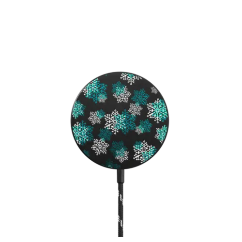   - SNOWFLAKE DREAM 2 WIRELESS CHARGER, AQUA MINT GREEN WHITE WINTER SNOW ELEGANT PATTERN By Ebi Emporium