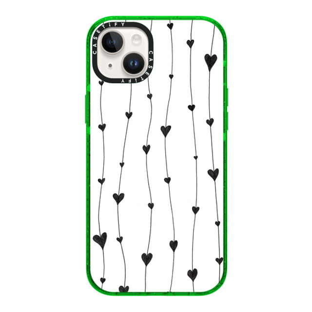 Ebi Emporium x CASETiFY iPhone 14 Plus ケース グリーン インパクトケース MagSafe対応 HEARTS ON STRINGS, WHITE BACKGROUND MODERN LOVE By Ebi Emporium