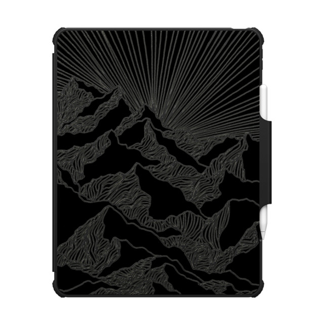 Ebi Emporium x CASETiFY iPad Air 13 (M2) ブラック インパクト フォリオ ケース AIM HIGH 2 IPAD, BLACK & WHITE MOUNTAINS MINIMALIST LINES NATURE MOUNTAIN ILLUSTRATION