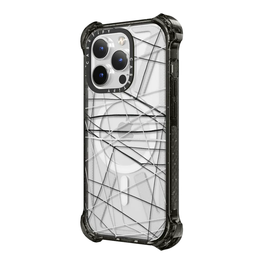 Bounce iPhone 14 Pro Max Case MagSafe Compatible - MINIMALIST LINES, BLACK WHITE Geometric Pattern By Ebi Emporium