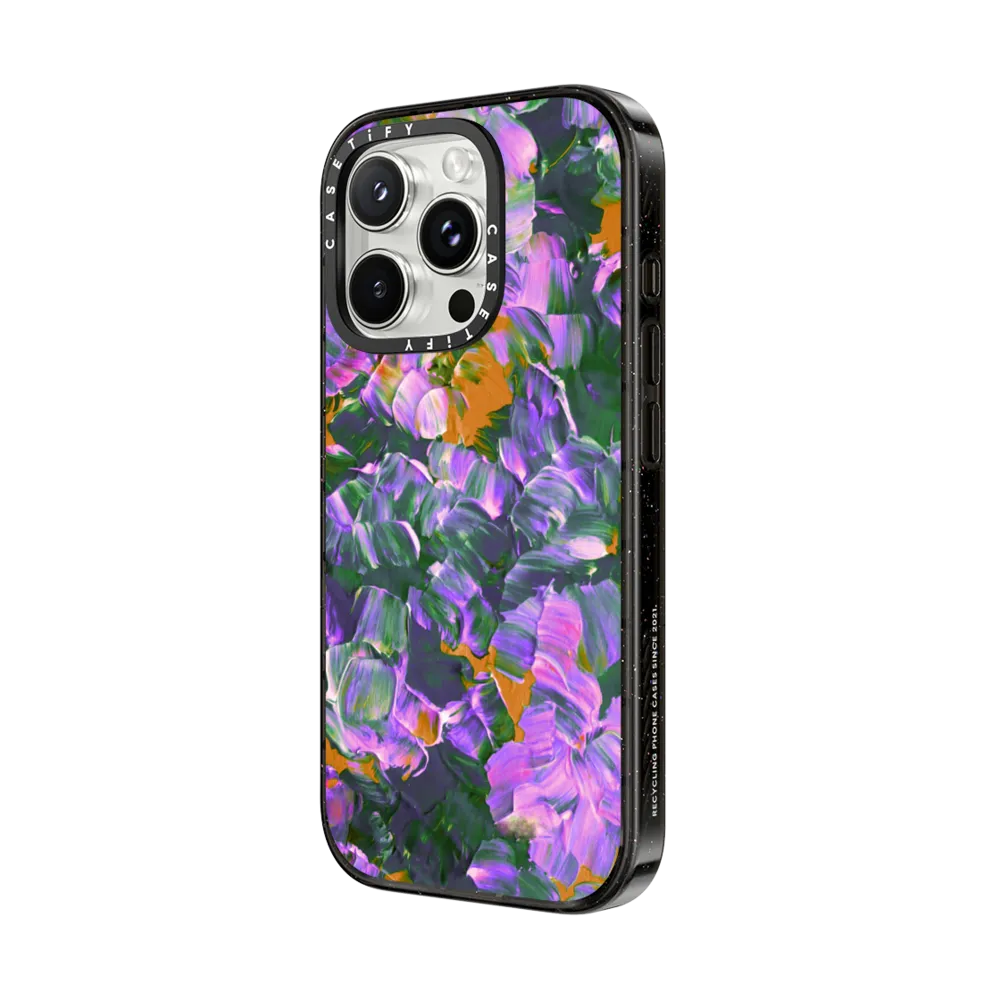 Impact iPhone 16 Pro Case - FLORAL FANTASY, PURPLE ORANGE GREEN FLOWERS