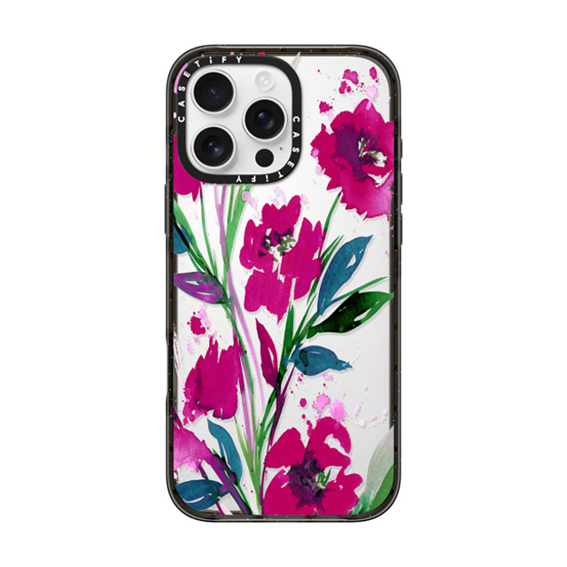 Ebi Emporium x CASETiFY iPhone 16 Pro Max ケース Floral ブラック インパクトケース POCKETFUL OF POSIES Magenta Pink Teal Green, Floral Watercolor Painting Flowers Colorful Art Girly Pretty Spring Summer Garden Whimsical Fuchsia Bold Transparent Chic Lovely Design Back to Ebi Emporium x CASETiFY iPhone 16 Pro Max ケース Floral ブラック インパクトケース POCKETFUL OF POSIES Magenta Pink Teal Green, Floral Watercolor Painting Flowers Colorful Art Girly Pretty Spring Summer Garden Whimsical Fuchsia Bold Transparent Chic Lovely Design Back to