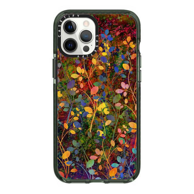 Ebi Emporium x CASETiFY iPhone 12 Pro Max ケース Midnight Green インパクトケース AMONGST THE FLOWERS Rainbow Array - Colorful Abstract Summer Floral Pattern Green Red Blue Yellow Garden Flowers Lovely Girly Nature Fine Art Painting Design