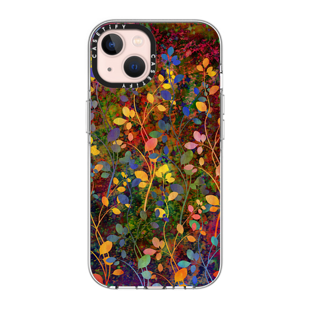 Ebi Emporium x CASETiFY iPhone 13 ケース クリア クリア ケース MagSafe対応 AMONGST THE FLOWERS Rainbow Array - Colorful Abstract Summer Floral Pattern Green Red Blue Yellow Garden Flowers Lovely Girly Nature Fine Art Painting Design