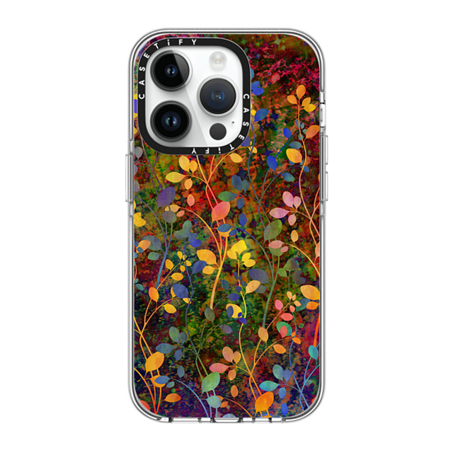 Ebi Emporium x CASETiFY iPhone 14 Pro ケース クリア クリア ケース MagSafe対応 AMONGST THE FLOWERS Rainbow Array - Colorful Abstract Summer Floral Pattern Green Red Blue Yellow Garden Flowers Lovely Girly Nature Fine Art Painting Design