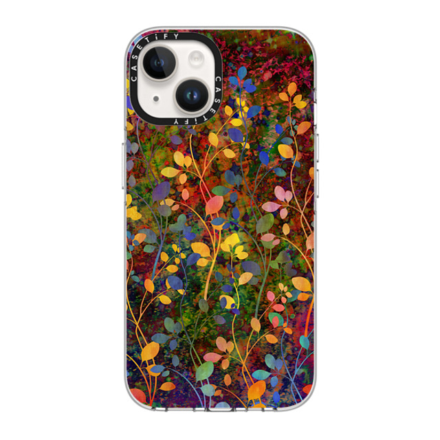 Ebi Emporium x CASETiFY iPhone 14 ケース クリア クリア ケース MagSafe対応 AMONGST THE FLOWERS Rainbow Array - Colorful Abstract Summer Floral Pattern Green Red Blue Yellow Garden Flowers Lovely Girly Nature Fine Art Painting Design