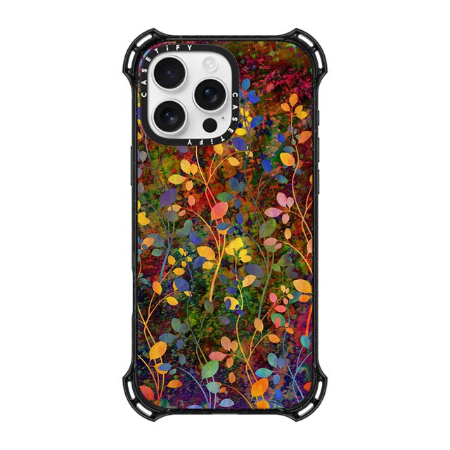 Ebi Emporium x CASETiFY iPhone 16 Pro Max ケース ブラック バウンスケース AMONGST THE FLOWERS Rainbow Array - Colorful Abstract Summer Floral Pattern Green Red Blue Yellow Garden Flowers Lovely Girly Nature Fine Art Painting Design