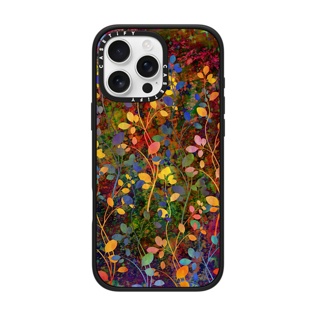 Ebi Emporium x CASETiFY iPhone 16 Pro Max ケース マットブラック インパクトケース MagSafe対応 AMONGST THE FLOWERS Rainbow Array - Colorful Abstract Summer Floral Pattern Green Red Blue Yellow Garden Flowers Lovely Girly Nature Fine Art Painting Design