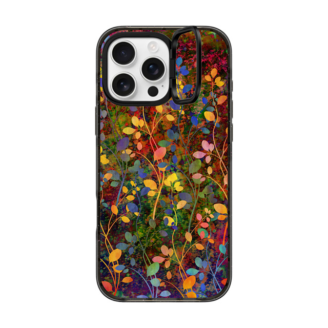 Ebi Emporium x CASETiFY iPhone 16 Pro Max ケース ブラック インパクトリングスタンドケース MagSafe対応 AMONGST THE FLOWERS Rainbow Array - Colorful Abstract Summer Floral Pattern Green Red Blue Yellow Garden Flowers Lovely Girly Nature Fine Art Painting Design