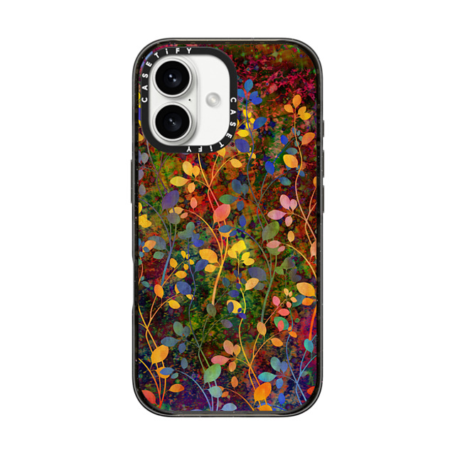 Ebi Emporium x CASETiFY iPhone 16 ケース ブラック インパクトケース AMONGST THE FLOWERS Rainbow Array - Colorful Abstract Summer Floral Pattern Green Red Blue Yellow Garden Flowers Lovely Girly Nature Fine Art Painting Design