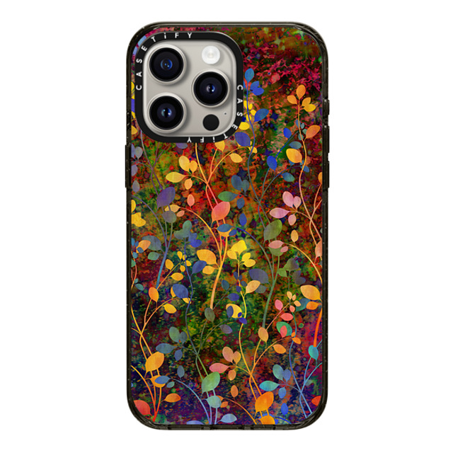 Ebi Emporium x CASETiFY iPhone 15 Pro Max ケース ブラック インパクトケース AMONGST THE FLOWERS Rainbow Array - Colorful Abstract Summer Floral Pattern Green Red Blue Yellow Garden Flowers Lovely Girly Nature Fine Art Painting Design