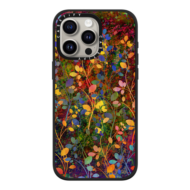 Ebi Emporium x CASETiFY iPhone 15 Pro Max ケース マットブラック インパクトケース MagSafe対応 AMONGST THE FLOWERS Rainbow Array - Colorful Abstract Summer Floral Pattern Green Red Blue Yellow Garden Flowers Lovely Girly Nature Fine Art Painting Design